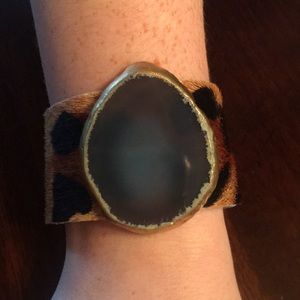Agate and Leather cuff
